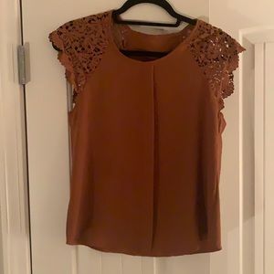 Rust Lace Sleeve Top